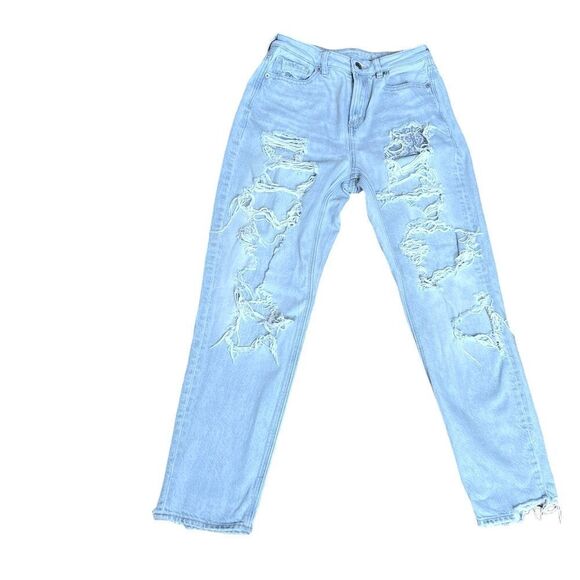 American Eagle Distressed Light Wash Jeans Size 4 - Picture 1 of 6